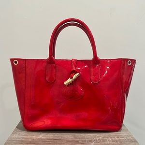 LONGCHAMP patent leather purse with strap